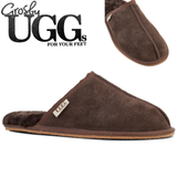 GROSBY Buck UGG Mens Sheepskin Slippers Scuff Slip On Leather Moccasins