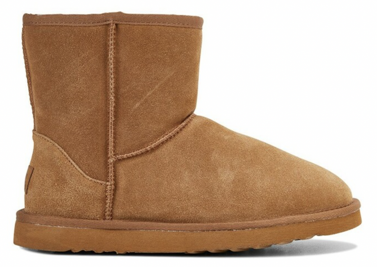 GROSBY Jackaroo Mens UGG Boots Genuine Sheepskin Suede Leather Short Classic - Chestnut