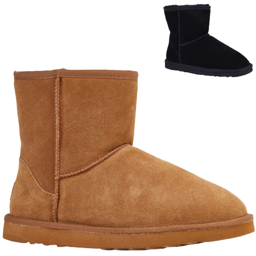 GROSBY Jackaroo Mens UGG Boots Genuine Sheepskin Suede Leather Short Classic - Chestnut