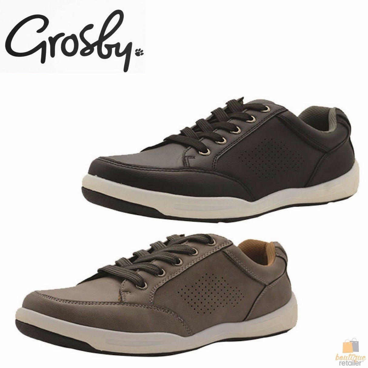 GROSBY Addison Mens Lace Up Casual Shoes Sneaker Skate Everyday