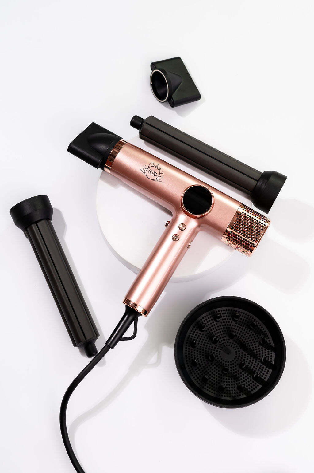 H2D 4-in-1 Ionic Magnetic Hair Dryer + Styler Styling Iron - Rose Gold