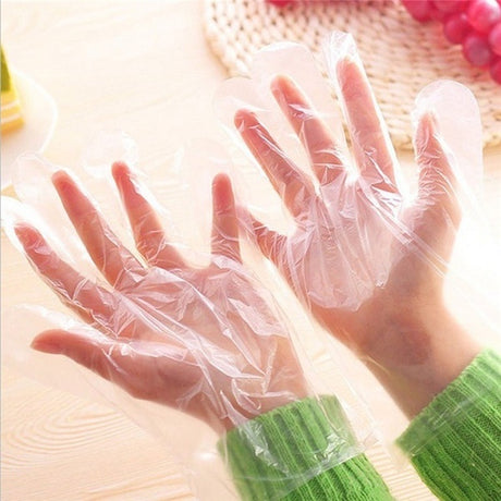 100pcs HANDY Disposable Plastic Gloves Transparent Food Handling Hygienic Catering