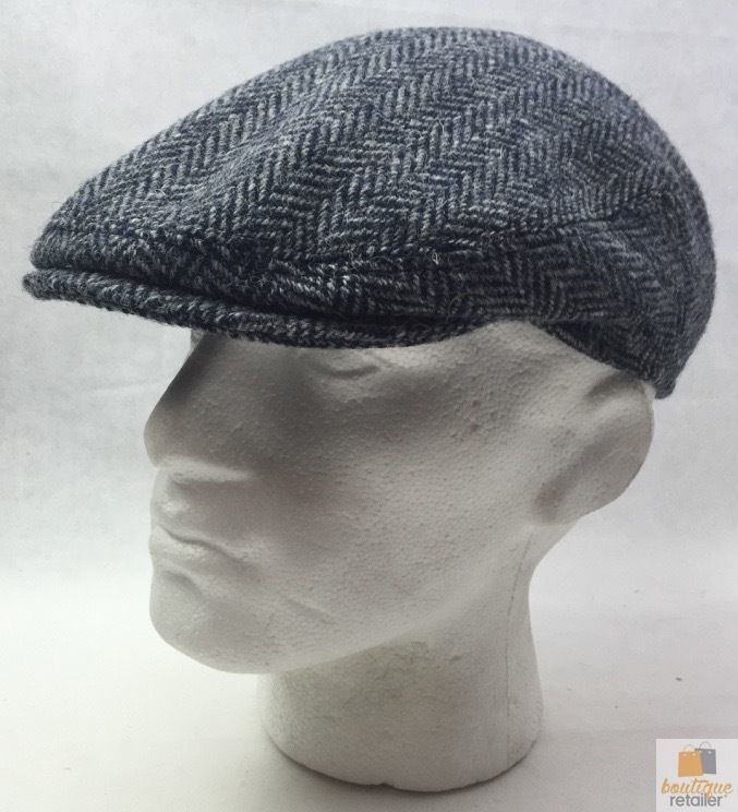 HARRIS TWEED Flat Cap Hat Wool Herringbone Country Driving Fishing Cap Linney