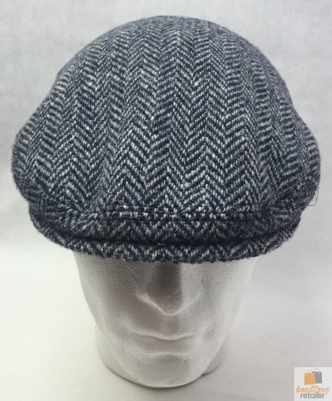 HARRIS TWEED Flat Cap Hat Wool Herringbone Country Driving Fishing Cap Linney