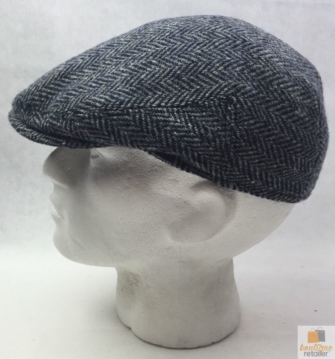 HARRIS TWEED Flat Cap Hat Wool Herringbone Country Driving Fishing Cap Linney