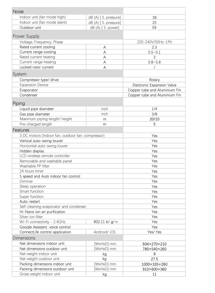 Hisense 2.5 KW V Series Reverse Cycle Air Conditioner (Indoor & Outdoor Unit)