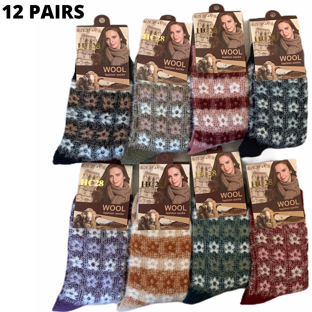 12 Pairs Womens Angora Wool Socks Extra Warm Winter Thermal Soft Ski