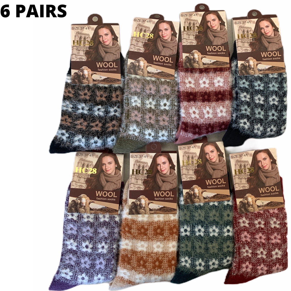 6 Pairs Womens Angora Wool Socks Extra Warm Winter Thermal Soft