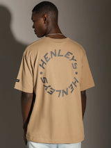 Henleys Mens Defence T-Shirt Top Tee - Desert Sand