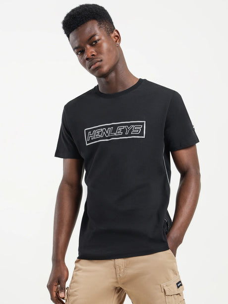 Henleys Mens Master Reflective T-Shirt Top Tee - Black