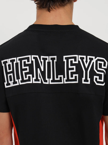 Henleys Mens Graduate T-Shirt Top Tee - Black