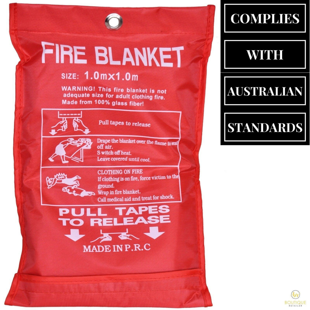 Australian FIRE BLANKET Fibre Glass Safety House Caravan Emergency 1m x 1m