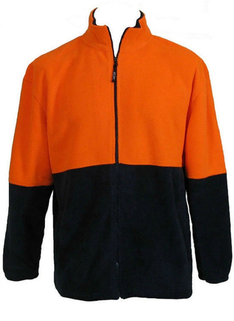 HI VIS POLAR FLEECE Jumper Full Zip Safety Workwear Fleecy Jacket Unisex - Orange