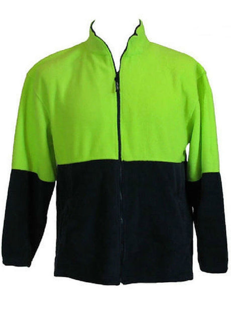 HI VIS POLAR FLEECE Jumper Full Zip Safety Workwear Fleecy Jacket Unisex - Yellow