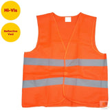 10x Hi Vis Safety VEST Reflective Tape Workwear Orange ONE SIZE Night & Day BULK