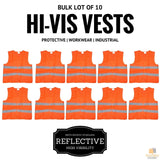 10x Hi Vis Safety VEST Reflective Tape Workwear Orange ONE SIZE Night & Day BULK