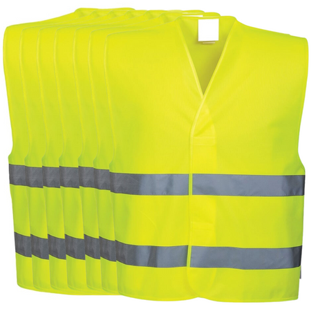 10x Hi Vis Safety Vest Reflective Tape Workwear Night & Day Bulk - Yellow - One Size