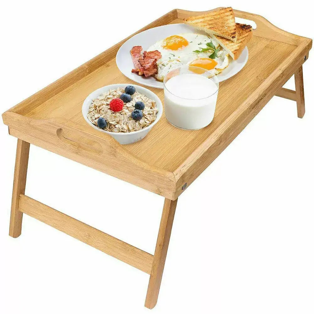 Bamboo Folding Table Lap Serving Tray Desk Bed Snack Food Breakfast Dinner TV