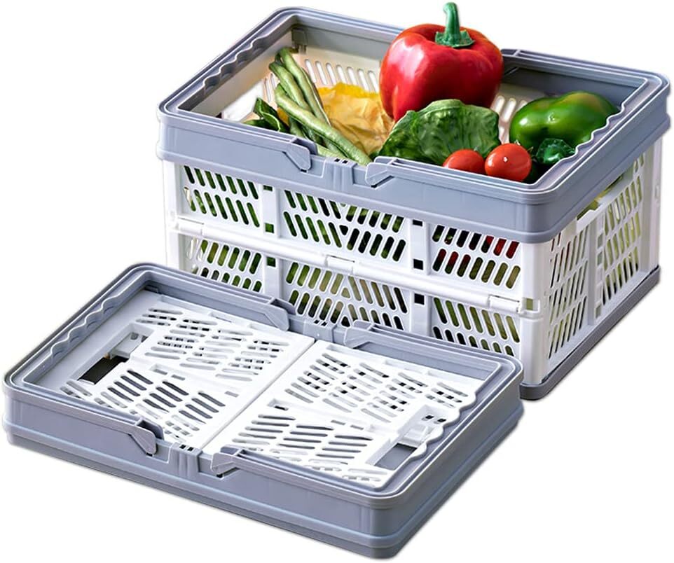 2x 19L Portable Collapsible Shopping Storage Basket with Handle