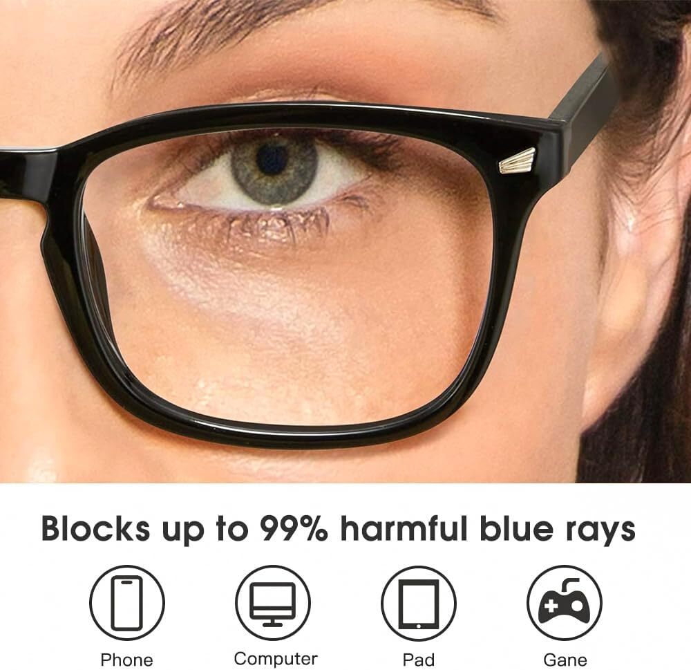 Anti Blue Light Blocking Computer Gaming Glasses Eyestrain Eyewear - Black