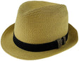 Dents Toyo Straw Trilby Fedora Hat Summer Fedora Small Brim - Natural/Black