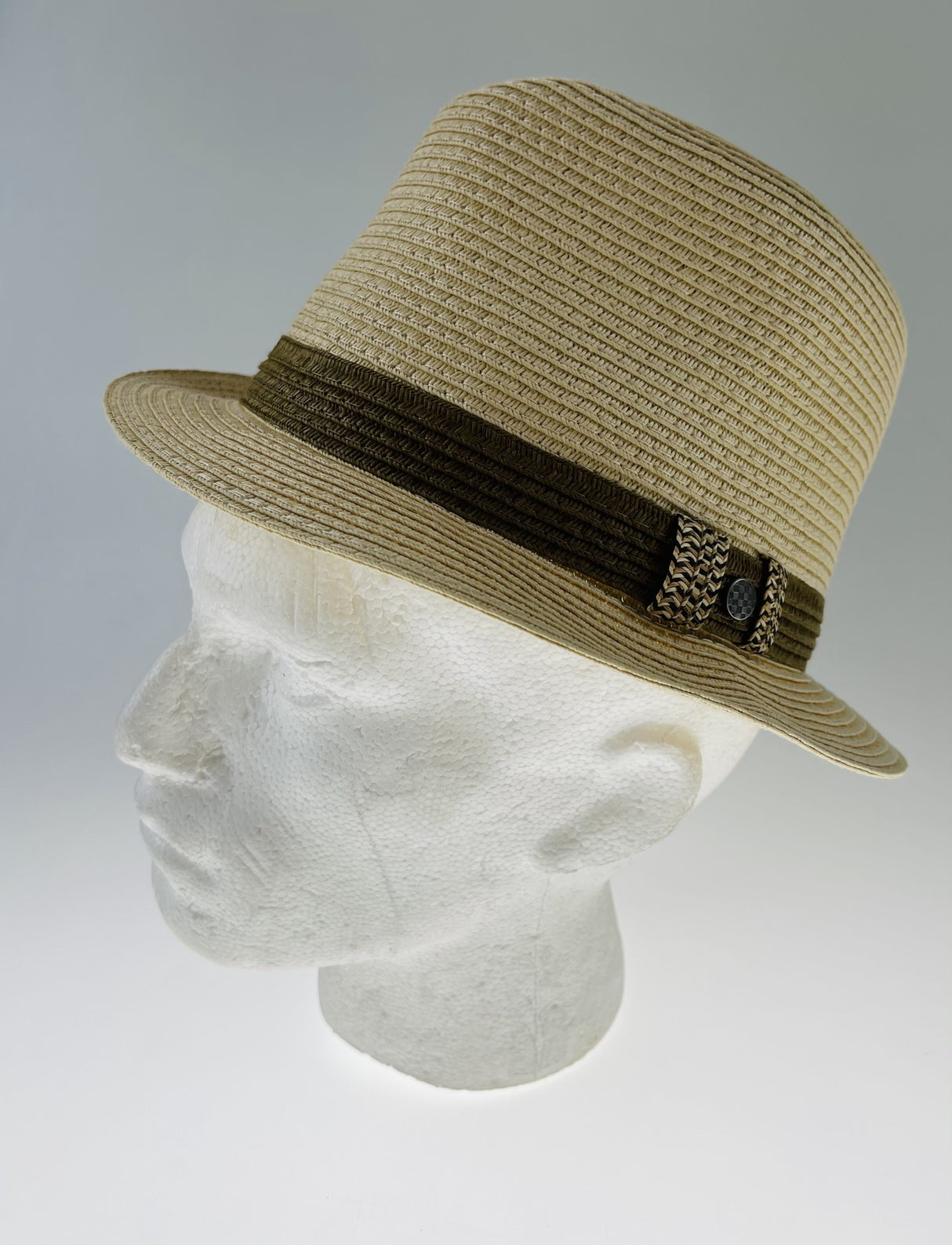 Dents Mens Straw Hat Toyo Trilby Fedora Summer Sun Stingy Brim  - Natural/Brown