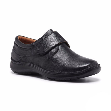 HUSH PUPPIES BLOKE Leather Shoes Slip On Extra Wide Work All Day Comfort - Black