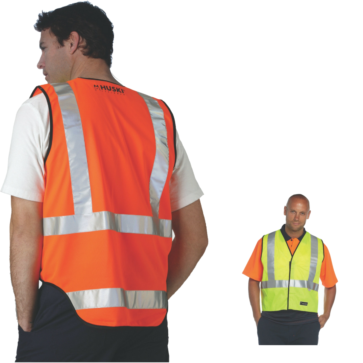 HUSKI Hi Vis Patrol Vest 3M Reflective Tape Safety Workwear High Visibility