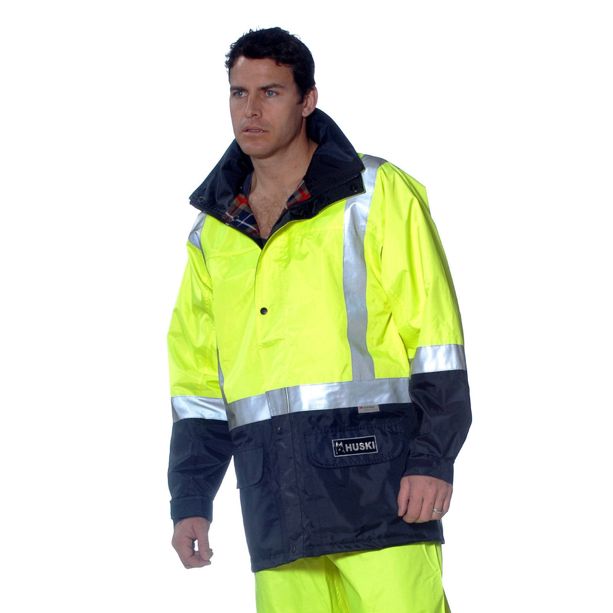 HUSKI Transit Hi Vis Waterproof Jacket Industrial Workwear Reflective UPF 50+