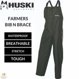 HUSKI OVERALLS Farmers Bib N Brace Waterproof Stretch Windproof Work 918097 - XS (77)