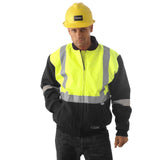 HUSKI Site Mens Hi Vis Wool Blend Bomber Jacket 3M Reflective Tape High Visibility