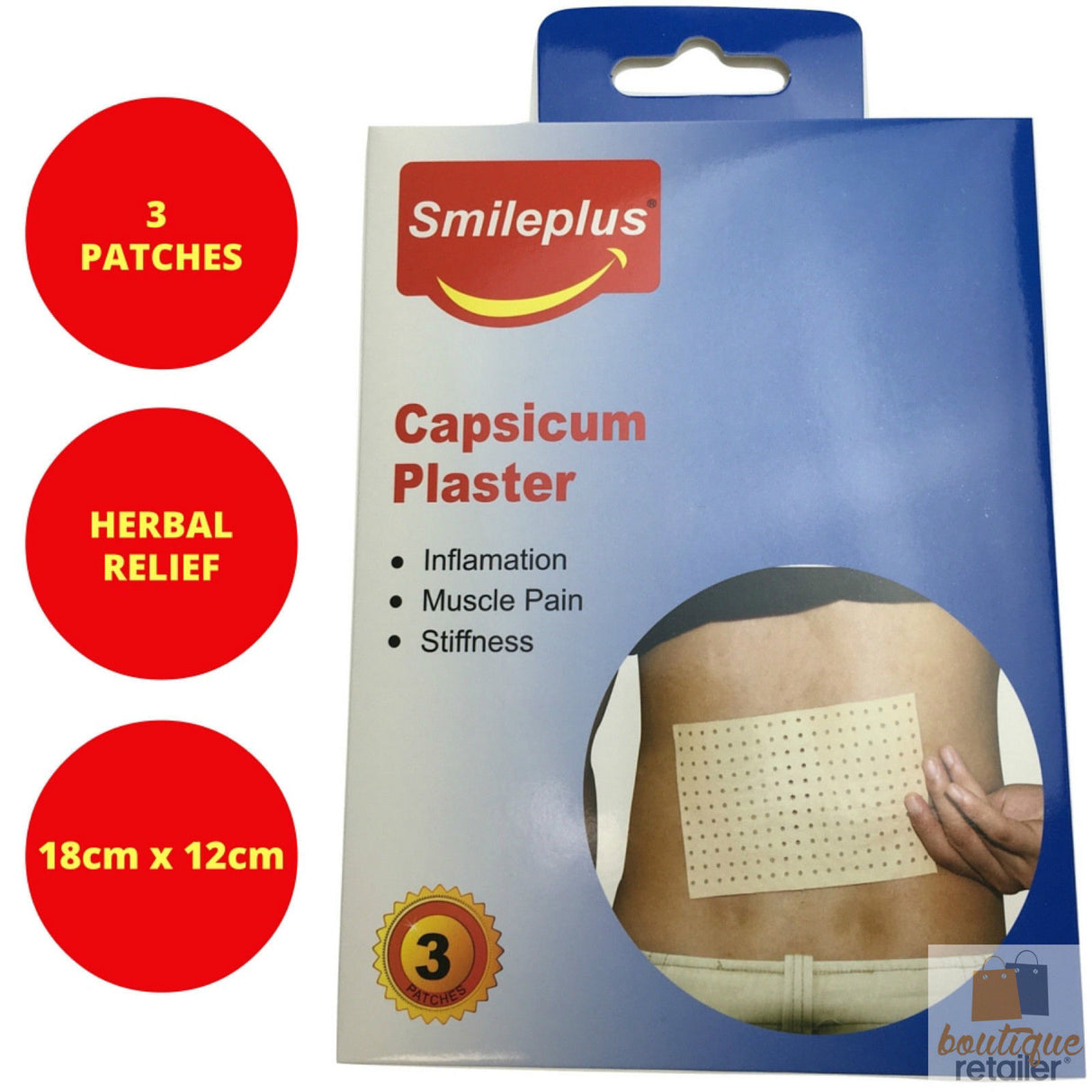 3x CAPSICUM PLASTER PATCHES Herbal Muscle Pain Inflammation Ache Relief