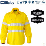 BISLEY 3M Taped Hi Vis Cool Vent Long Sleeve Industrial Shirt Workwear Cotton - BS6445T_BBLY