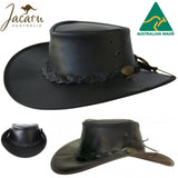 Jacaru Boundary Rider Anzac Style Bovine Cow Leather Hat Chinstrap Side Snaps