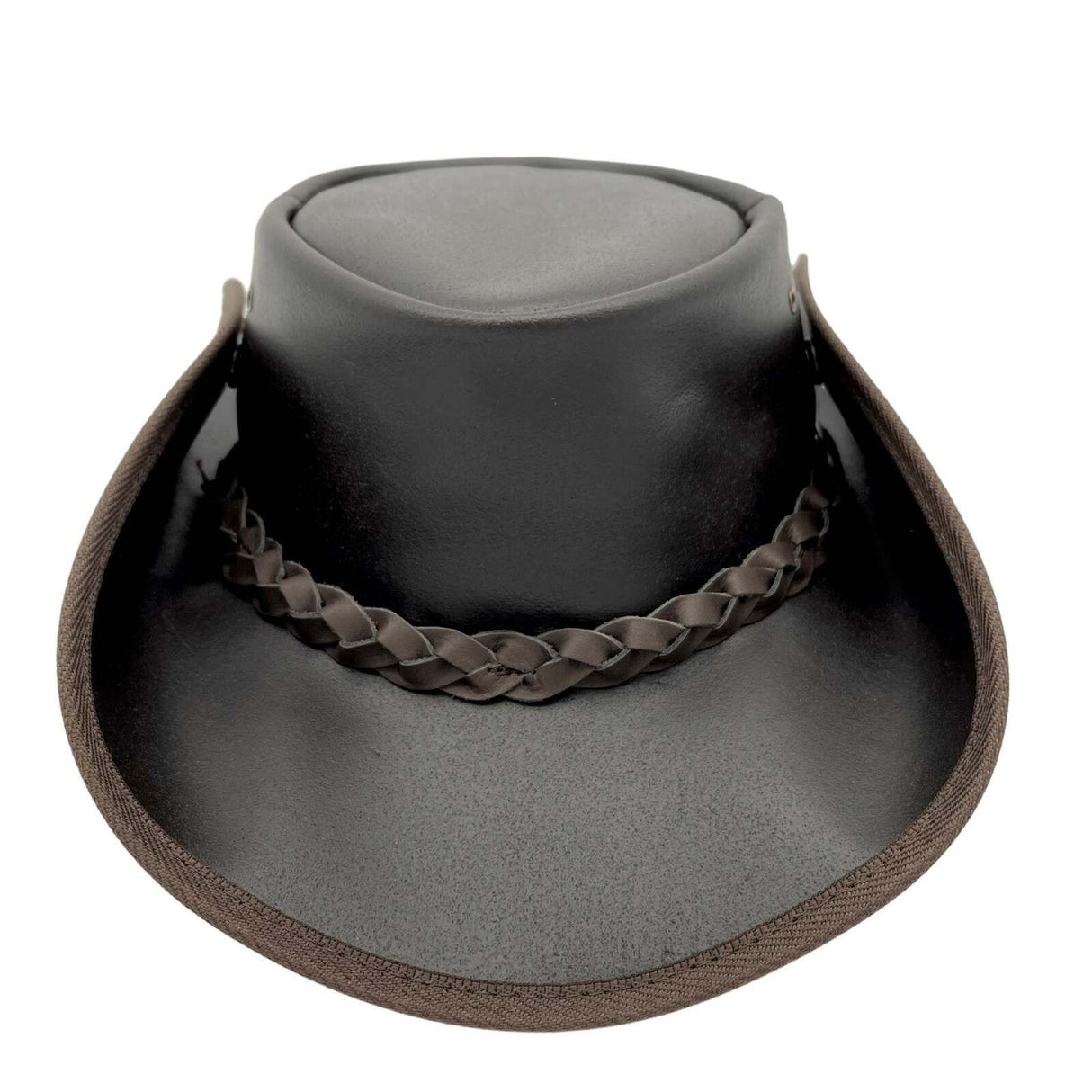 Jacaru Boundary Rider Anzac Style Bovine Cow Leather Hat Chinstrap Side Snaps