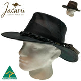 JACARU Full Grain Kangaroo Leather Breeze Cooler Hat Oil Skin Mesh Vent Outback