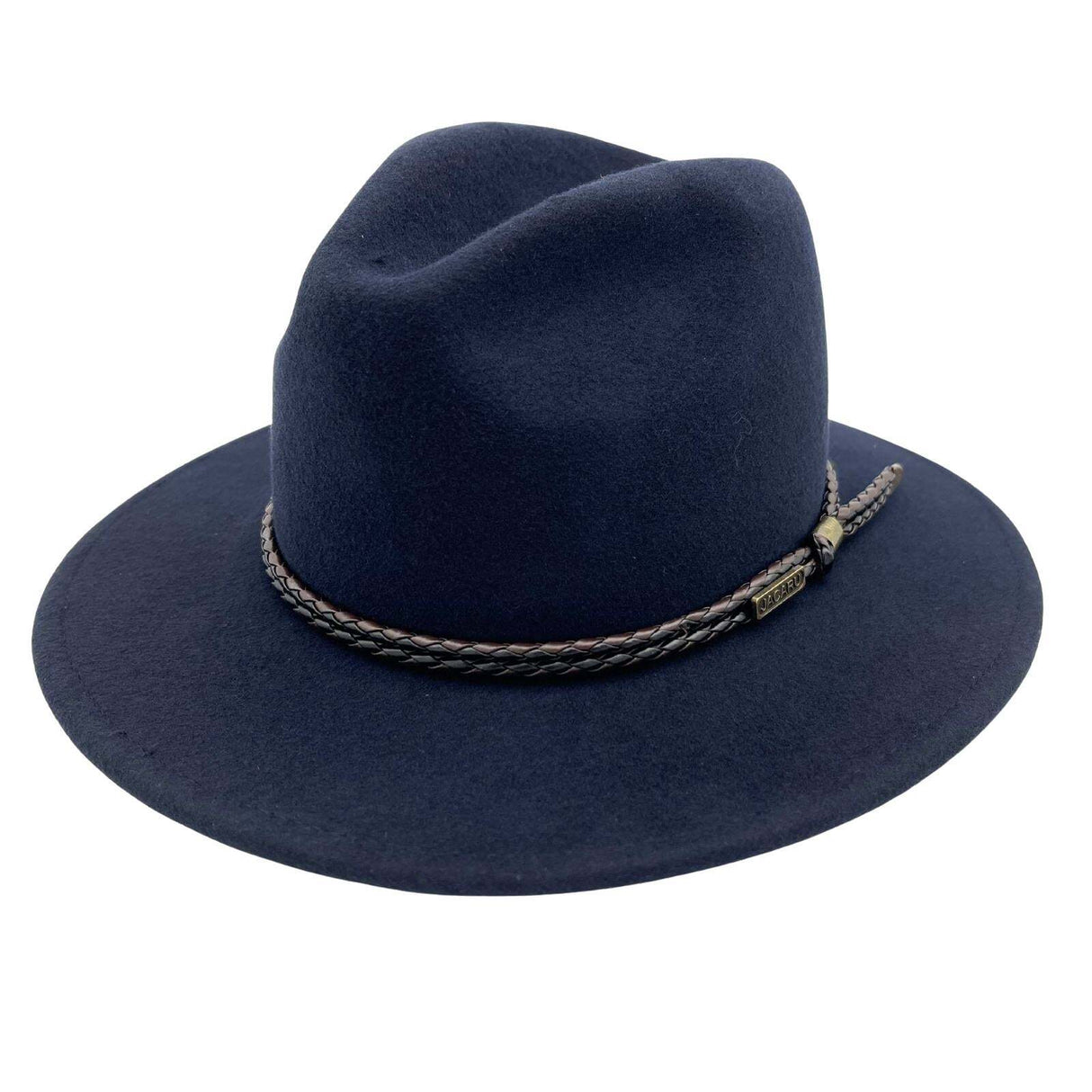 Jacaru Australian Wool Fedora Hat Outback 100% Wool Crushable Travel - Navy