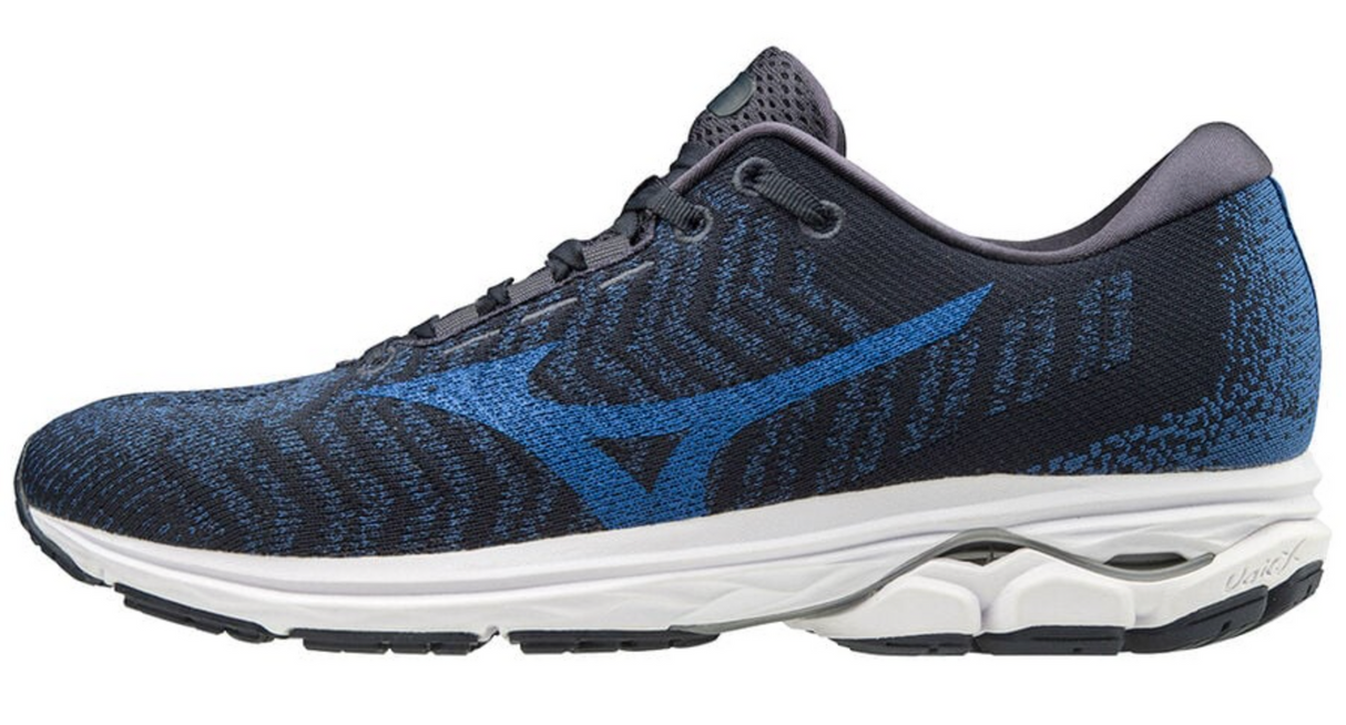 Mizuno Mens Wave Rider Waveknit 3 Athletic Runner Shoes Sneakers Running - Navy