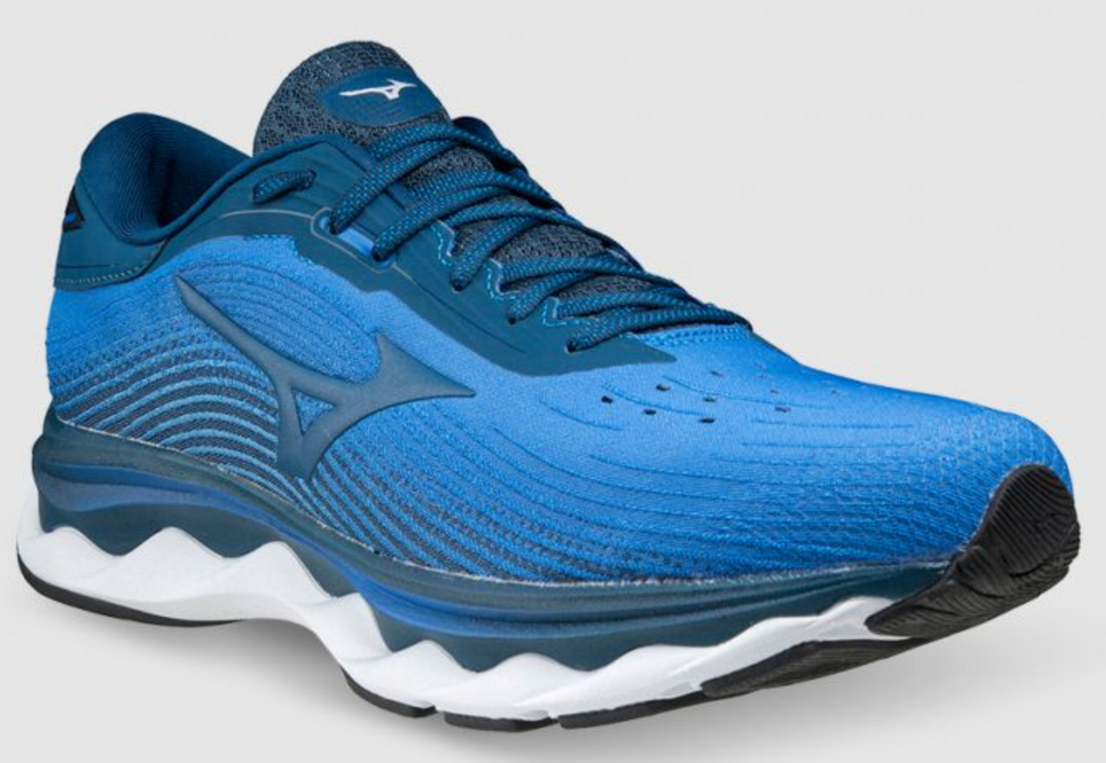 Mizuno Mens Wave Sky 5 Running Shoes Athletic Runners Sneakers - Indigo Blue