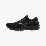 Mizuno Mens Wave Rider 25 Waveknit Running Athletic Shoes Sneaker - Black Ebony