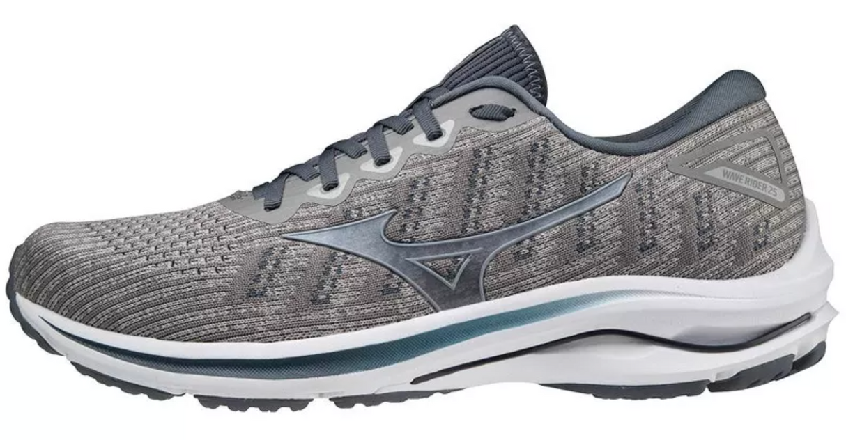 Mizuno Mens Wave Rider 25 Waveknit Running Athletic Shoes Sneakers - Grey