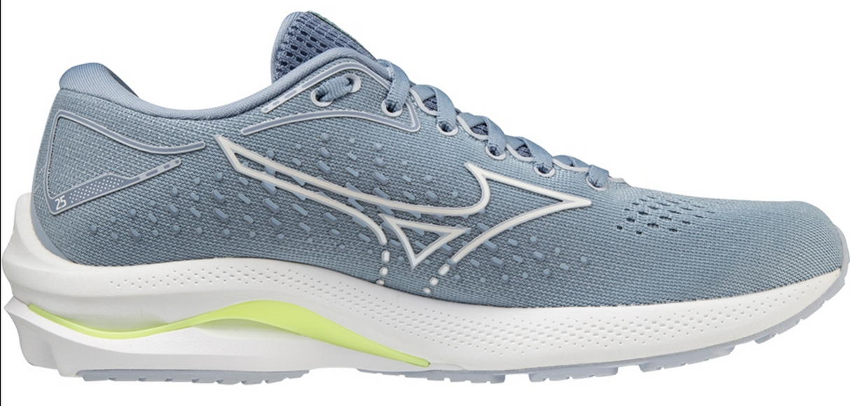 Mizuno Womens Wave Rider 25 Running Athletic Sneaker Shoes Sneaker - Grey/White