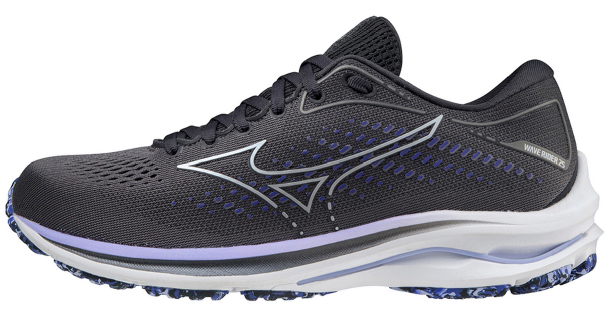 Mizuno Womens Wave Rider 25 Running Athletic Runners Shoes Sneakers-Grey/Purple