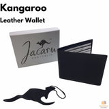 JACARU Australian Kangaroo Leather Wallet Credit Card Genuine with Gift Box 5789 - Black