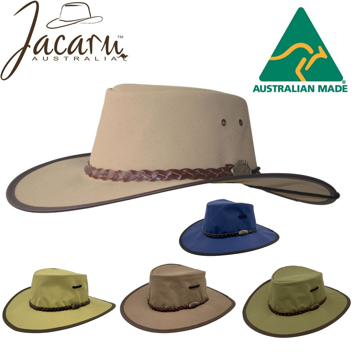 JACARU Full Canvas Parks Explorer Sun Hat Water Resistant Wide Brim Work Toggle