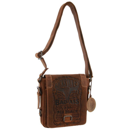 Jack's Inn Blackthorne Brown Crazy Horse Leather Crossbody Bag in Cognac