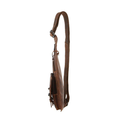 Jack's Inn Vengeance Brown Crazy Horse Leather Sling Bag Crossbody in Cognac