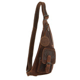 Jack's Inn Vengeance Brown Crazy Horse Leather Sling Bag Crossbody in Cognac