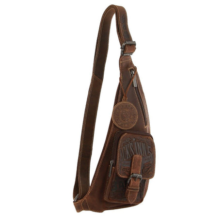 Jack's Inn Vengeance Brown Crazy Horse Leather Sling Bag Crossbody in Cognac