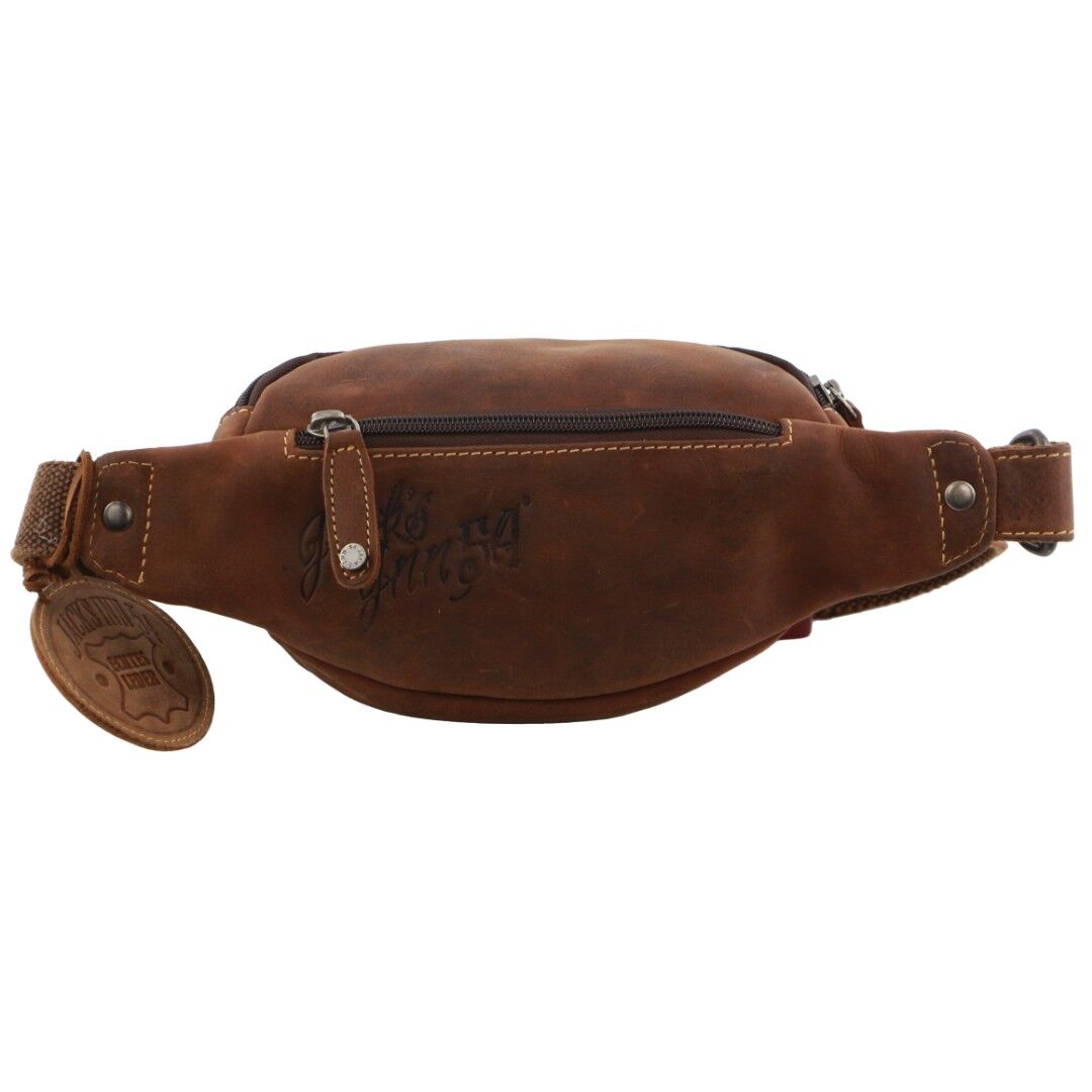 Jack's Inn Mudslide Brown Crazy Horse Leather Bumbag Waist Belt Bag Pouch in Cognac